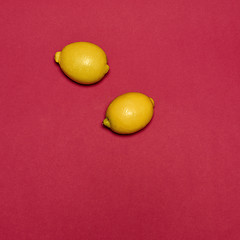 Image showing Lemons on red background