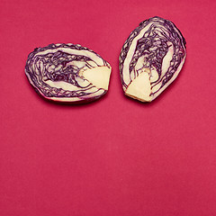 Image showing Red cabbage on a red background