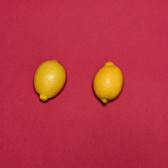 Image showing Lemons on red background