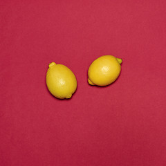 Image showing Lemons on red background