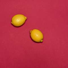 Image showing Lemons on red background