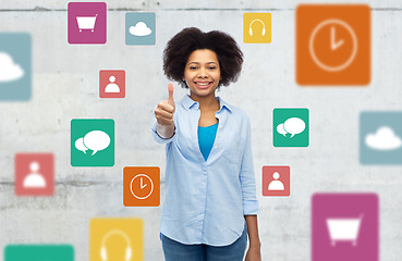 Image showing happy afro american woman showing thumbs up