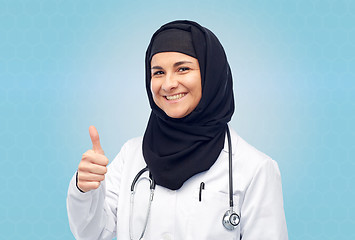 Image showing muslim female doctor in hijab with stethoscope