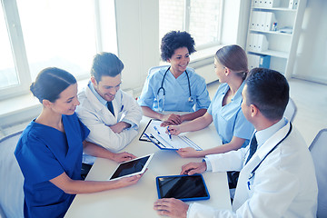 Image showing group of happy doctors meeting at hospital office