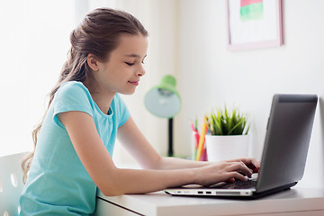 Image showing girl typing on laptop at home