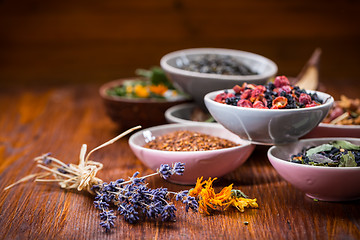 Image showing Assortment of herbal and fruit tea