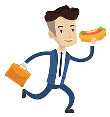 Image showing Businessman eating hot dog vector illustration.