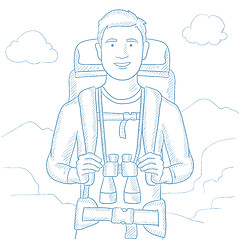 Image showing Traveler with backpack vector illustration.