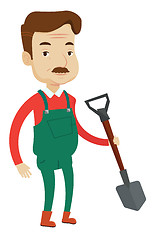 Image showing Farmer with shovel vector illustration.