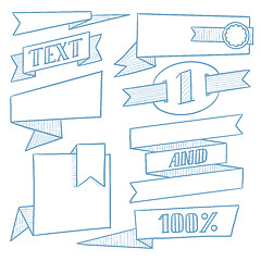 Image showing Set of vintage ribbons, frames and elements.