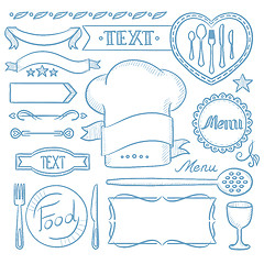 Image showing Set of ribbons, frames for restaurant menu.