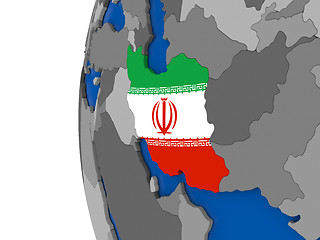 Image showing Iran on globe