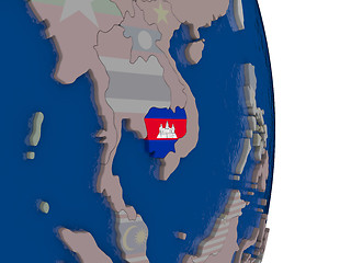 Image showing Cambodia with its flag