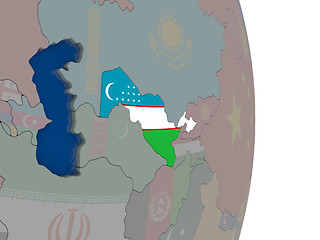 Image showing Uzbekistan with its flag