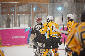 Image showing Moscow, Russia - January, 15, 2017: Amateur hockey league LHL-77. Game between hockey team \