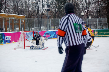 Image showing Moscow, Russia - January, 15, 2017: Amateur hockey league LHL-77. Game between hockey team \