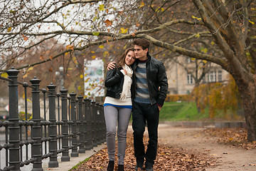 Image showing Happy young Couple in Autumn Park