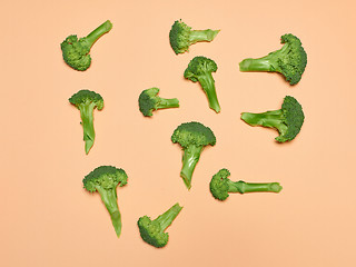 Image showing The fresh broccoli on pink background