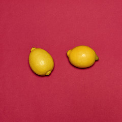 Image showing Lemons on red background