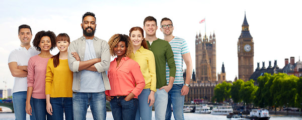 Image showing international group of happy people in london