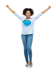 Image showing happy african american young woman over white