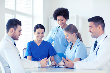 Image showing group of happy doctors meeting at hospital office