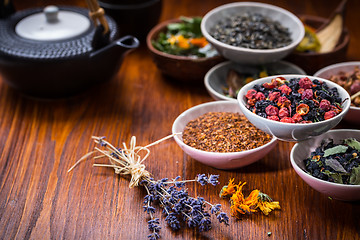 Image showing Assortment of herbal and fruit tea