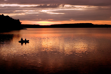 Image showing Sunset by the lake