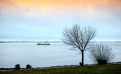 Image showing view of Elba river at sunset