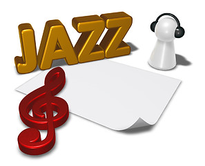 Image showing jazz tag and pawn with headphones - 3d illustration
