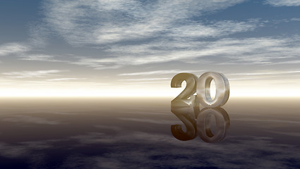 Image showing number twenty under cloudy sky - 3d rendering