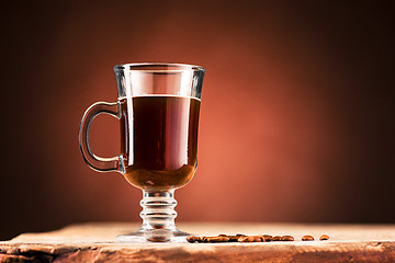 Image showing The black coffee in a glass