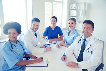 Image showing group of happy doctors meeting at hospital office