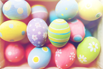 Image showing close up of colored easter eggs