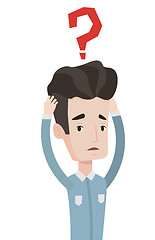 Image showing Bankrupt clutching his head vector illustration.