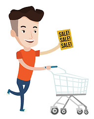 Image showing Man running in hurry to the store on sale.