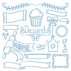 Image showing Set of ribbons, frames for bakery menu.