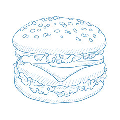 Image showing Delicious and appetizing hamburger.