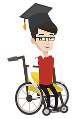 Image showing Graduate sitting in wheelchair vector illustration