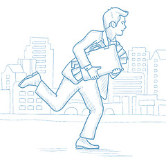 Image showing Businessman running with suitcase full of money.