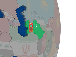 Image showing Turkmenistan with its flag