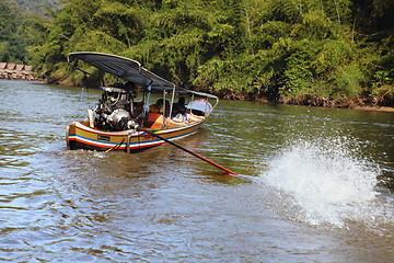 Image showing taxi boat for travelers on Khwae river