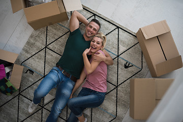 Image showing Top view of attractive young couple