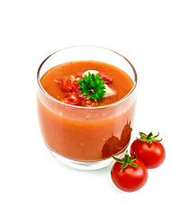 Image showing Soup tomato with parsley in glassful