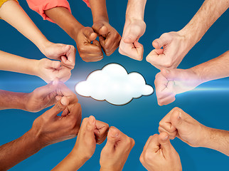 Image showing hands showing thumbs up over cloud icon