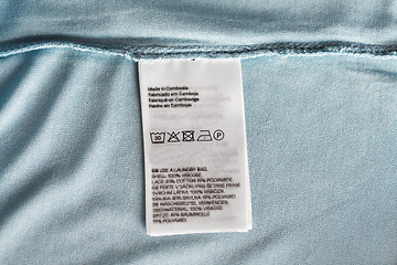 Image showing label with users manual of clothing item