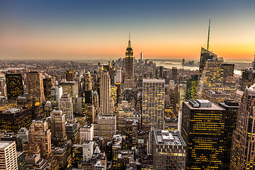 Image showing New York City Manhattan downtown skyline.