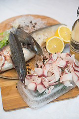 Image showing Sliced frozen raw fish from whitefish