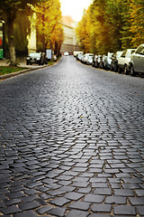 Image showing empty cobblestone road