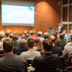 Image showing Audience in lecture hall on scientific conference.